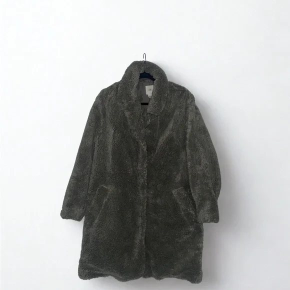 H&M Gray Teddy Sherpa Coat - Picture 1 of 5